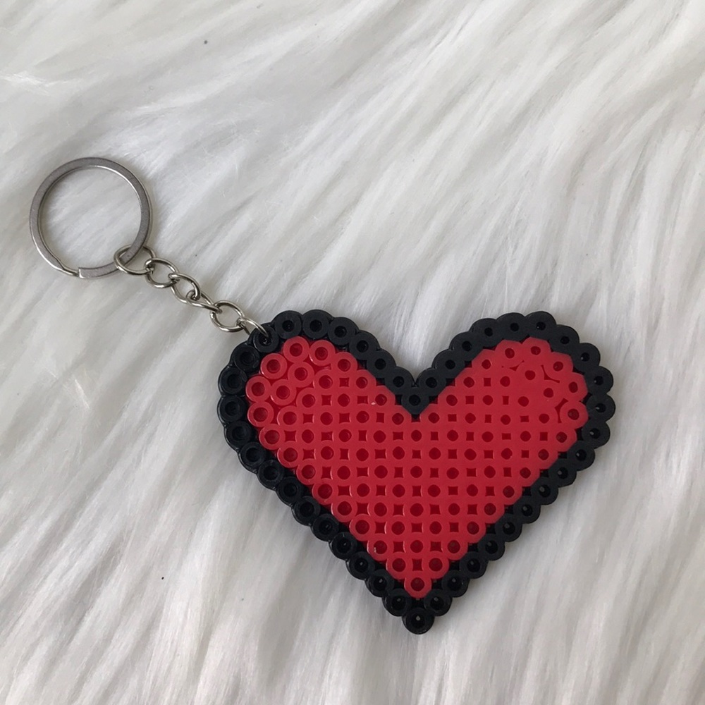 Heart  red handmade keychain perle beads